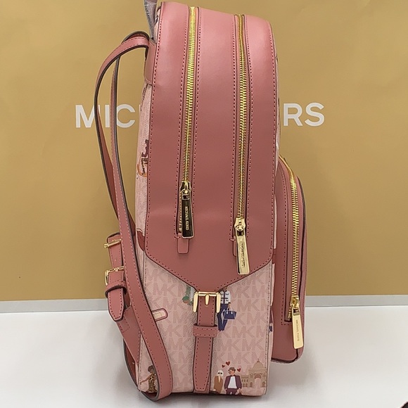 MICHAEL KORS JET SET GIRLS JAYCEE LARGE ZIP PACKED BACKPACK DARK POWDER BLUSH - Picture 7 of 16